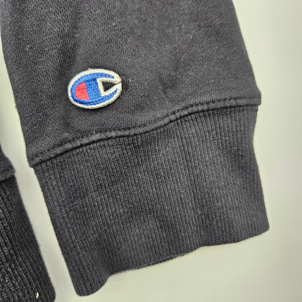 Champion Black Crewneck Sweatshirt‎ Mens Large Logo Spellout Casual Athleisure - Picture 3 of 7